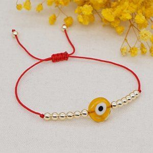 Evil Eye Repellent Red Orange Glass Fashion Bead Bracelet - Unisex